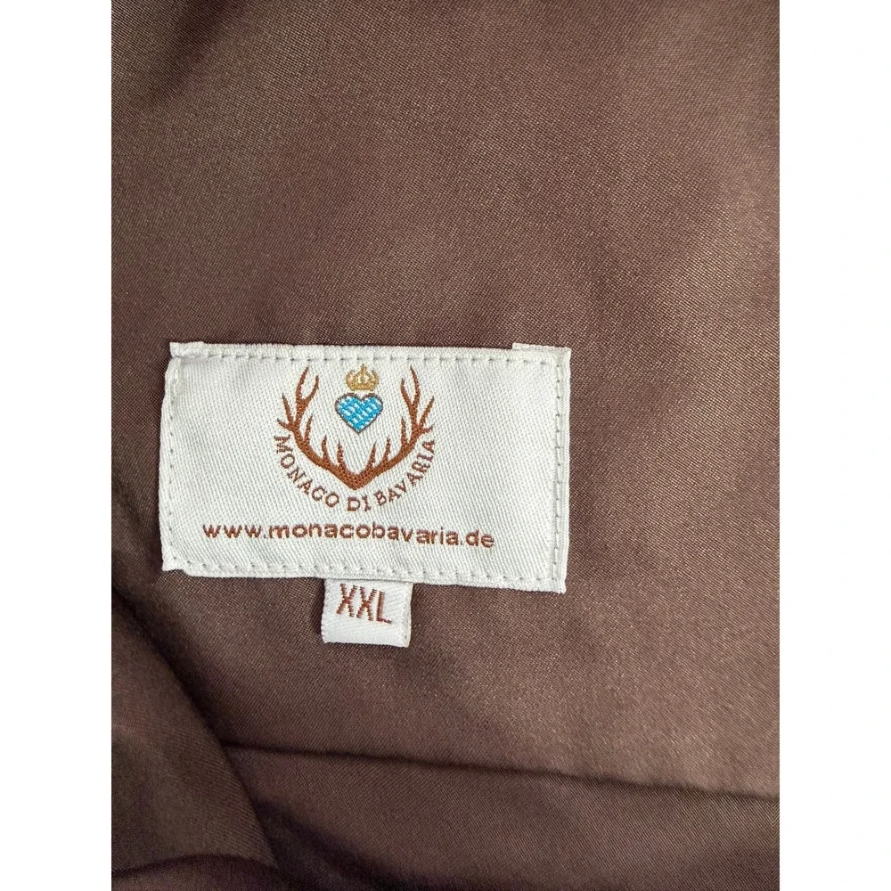 Monaco Di Bavaria Men XXL Brown Lederhosen Style Shorts Embroidered Oktoberfest